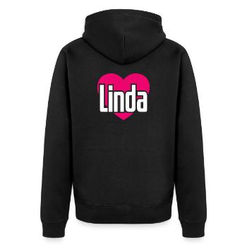 I Love Linda Pinkes Herz Ich liebe Linda - Unisex Premium Bio Zip Hoodie - Schwarz - Hinten - Nico (187cm)