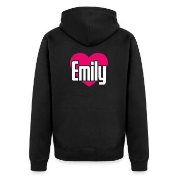 I Love Emily Pinkes Herz Ich liebe Emily - Unisex Premium Bio Zip Hoodie - Schwarz - Hinten - Nico (187cm)