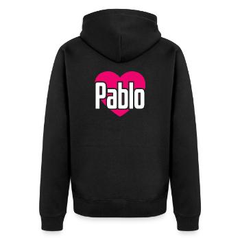 J’aime Pablo Coeur Rose J’aime Pablo - Veste à capuche bio Premium Unisexe - noir - Dos - Nico (187cm)