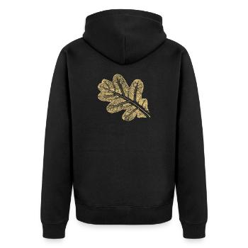 Blatt - Eiche / Botanik & Natur  - Unisex Premium Bio Zip Hoodie - Schwarz - Hinten - Nico (187cm)