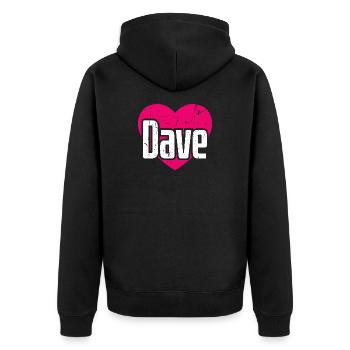 I Love Dave Pink Heart I Love Dave - Unisex Premium Organic Zip Hoodie - black - Back - Nico (187cm)