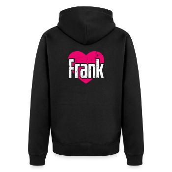 I Love Frank Pink Heart I Love Frank - Unisex Premium Organic Zip Hoodie - black - Back - Nico (187cm)