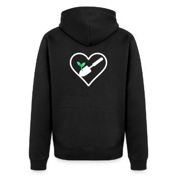 Herzgartenbau – Naturliebhaber-Design - Unisex Premium Bio Zip Hoodie - Schwarz - Hinten - Nico (187cm)