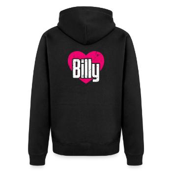 I Love Billy Pinkes Herz Ich liebe Billy - Unisex Premium Bio Zip Hoodie - Schwarz - Hinten - Nico (187cm)