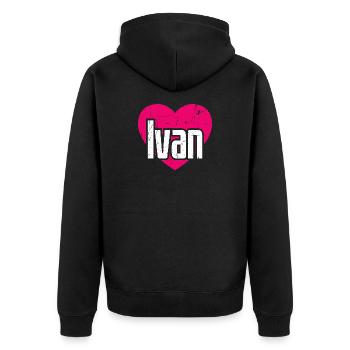 J’aime Ivan Coeur Rose J’aime Ivan - Veste à capuche bio Premium Unisexe - noir - Dos - Nico (187cm)