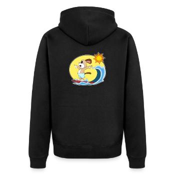 Été de surf sur planche de surf pour chiens - Veste à capuche bio Premium Unisexe - noir - Dos - Nico (187cm)