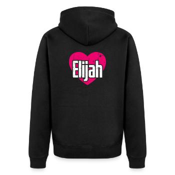 I Love Elijah Pink Heart I Love Elijah - Unisex Premium Organic Zip Hoodie - black - Back - Nico (187cm)