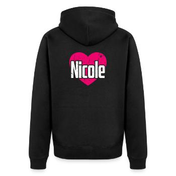 I Love Nicole Pink Heart I Love Nicole - Unisex Premium Organic Zip Hoodie - black - Back - Nico (187cm)