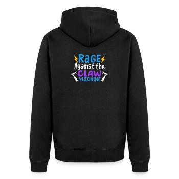 Funny Rage Against The Claw Machine Arcade Art - Unisex Premium Bio Zip Hoodie - Schwarz - Hinten - Nico (187cm)