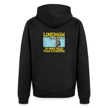 Lineman Up More Poles Than A Stripper Design - Unisex Premium Bio Zip Hoodie - Schwarz - Hinten - Nico (187cm)