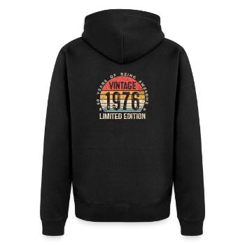 Vintage 1976 – 50 Years Awesome Gift - Unisex Premium Organic Zip Hoodie - black - Back - Nico (187cm)