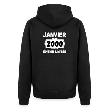 January 2000 26 Years Anniversary Gift January - Unisex Premium Organic Zip Hoodie - black - Back - Nico (187cm)