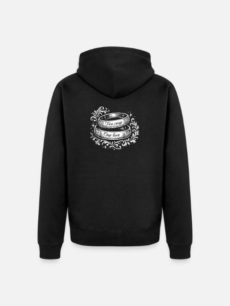 Zwei Ringe Eine Liebe - Unisex Premium Bio Zip Hoodie - Schwarz
