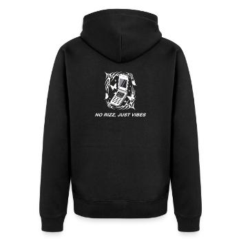 No Rizz Just Vibes Y2K Handy - Unisex Premium Bio Zip Hoodie - Schwarz - Hinten - Nico (187cm)