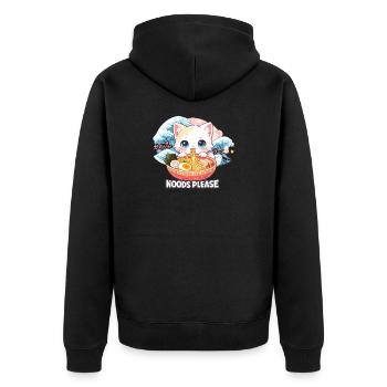 Kawaii Neko Ramen Cat Noodle Anime - Unisex Premium Organic Zip Hoodie - black - Back - Nico (187cm)