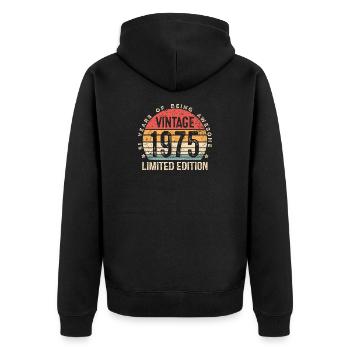 51 Year Old Gifts Vintage 1975 Limited Edition - Unisex Premium Organic Zip Hoodie - black - Back - Nico (187cm)