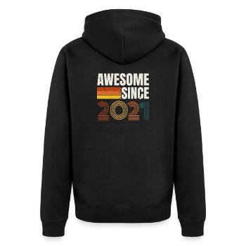 Awesome Since 2021 Retro Vintage Birthday - Unisex Premium Organic Zip Hoodie - black - Back - Nico (187cm)