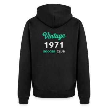 Vintage 1971 – Soccer Club Retro Geburtsjahr - Unisex Premium Bio Zip Hoodie - Schwarz - Hinten - Nico (187cm)