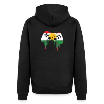 Kurdish gaming flag - Unisex Premium Organic Zip Hoodie - black - Back - Nico (187cm)