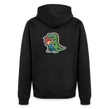 Schulkind Dino Einschulung Geschenk - Unisex Premium Bio Zip Hoodie - Schwarz - Hinten - Nico (187cm)