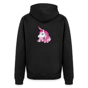Pink unicorn with flower crown - Unisex Premium Organic Zip Hoodie - black - Back - Nico (187cm)