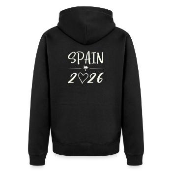 Spain 2026 Palm Trees - Unisex Premium Organic Zip Hoodie - black - Back - Nico (187cm)