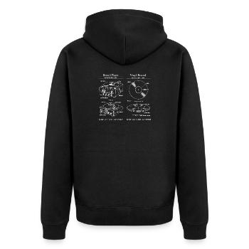 Retro Record Player Blueprint - Unisex Premium Organic Zip Hoodie - black - Back - Nico (187cm)