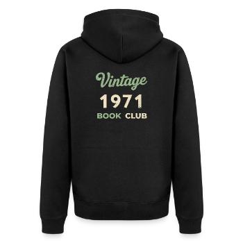 Vintage 1971 Book Club Retro Geburtsjahr Geschenk - Unisex Premium Bio Zip Hoodie - Schwarz - Hinten - Nico (187cm)
