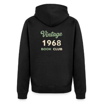 Vintage 1968 Book Club Retro Geburtsjahr Geschenk - Unisex Premium Bio Zip Hoodie - Schwarz - Hinten - Nico (187cm)