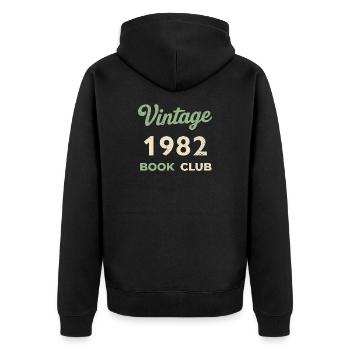 Vintage 1982 Book Club Retro Geburtsjahr Geschenk - Unisex Premium Bio Zip Hoodie - Schwarz - Hinten - Nico (187cm)
