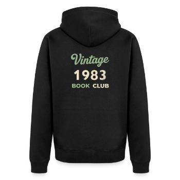 Vintage 1983 Book Club Retro Geburtsjahr Geschenk - Unisex Premium Bio Zip Hoodie - Schwarz - Hinten - Nico (187cm)