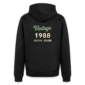 Vintage 1988 Book Club Retro Geburtsjahr Geschenk - Unisex Premium Bio Zip Hoodie - Schwarz - Hinten - Nico (187cm)