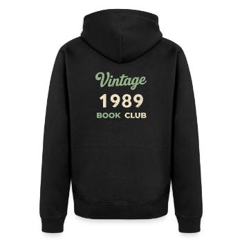 Vintage 1988 Book Club Retro Geburtsjahr Geschenk - Unisex Premium Bio Zip Hoodie - Schwarz - Hinten - Nico (187cm)
