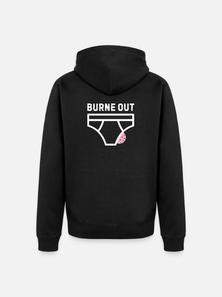 Burne out – humor, office, stress - Unisex Premium Organic Zip Hoodie - black