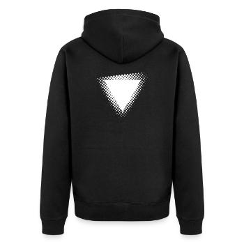 Halftone Triangle Burst - Unisex Premium Organic Zip Hoodie - black - Back - Nico (187cm)