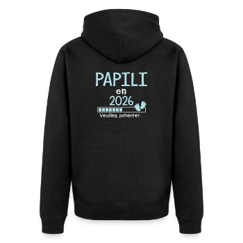 Papili en 2026 Cadeau Futur papy  - Veste à capuche bio Premium Unisexe - noir - Dos - Nico (187cm)