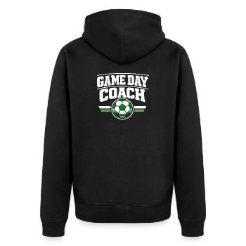 Soccer Training Youth Sports Coach - Unisex Premium Organic Zip Hoodie - black - Back - Nico (187cm)