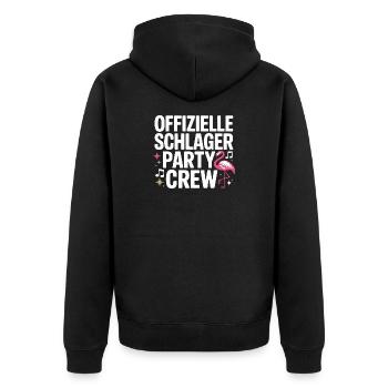 Schlager Party Crew Mallorca Flamingo JGA Malle - Unisex Premium Bio Zip Hoodie - Schwarz - Hinten - Nico (187cm)
