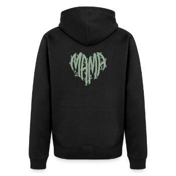Mama Herz Naturschrift - Unisex Premium Bio Zip Hoodie - Schwarz - Hinten - Nico (187cm)