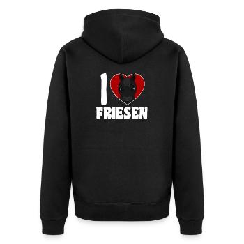 J’aime les Frisons - Cœur de cheval - Veste à capuche bio Premium Unisexe - noir - Dos - Nico (187cm)