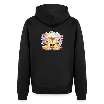 Kuschelige Giraffen unter Regenbogen - Unisex Premium Bio Zip Hoodie - Schwarz - Hinten - Nico (187cm)