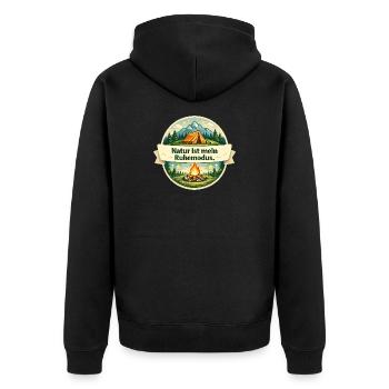 Natur ist mein Ruhemodus - Unisex Premium Bio Zip Hoodie - Schwarz - Hinten - Nico (187cm)