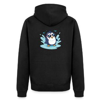 Pinguin-Sonnenspritzer in Gläsern - Unisex Premium Bio Zip Hoodie - Schwarz - Hinten - Nico (187cm)