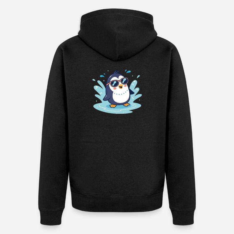 Penguin soleil splash en lunettes - Veste à capuche bio Premium Unisexe - noir