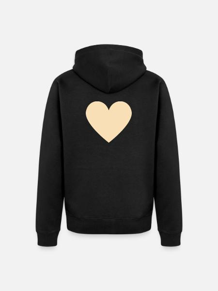Beiges Herz - minimalistischer Look - Unisex Premium Bio Zip Hoodie - Schwarz