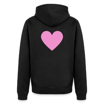 Rosa Herz minimalistischer Look - Unisex Premium Bio Zip Hoodie - Schwarz - Hinten - Nico (187cm)