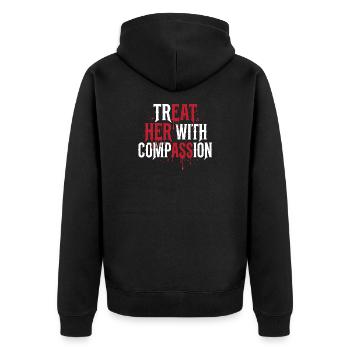 Traitez-la avec compassion - Veste à capuche bio Premium Unisexe - noir - Dos - Nico (187cm)