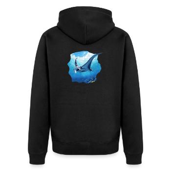 Rochen Mantarochen - Unisex Premium Bio Zip Hoodie - Schwarz - Hinten - Nico (187cm)