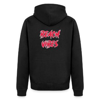 Beach Vibes - Unisex Premium Bio Zip Hoodie - Schwarz - Hinten - Nico (187cm)