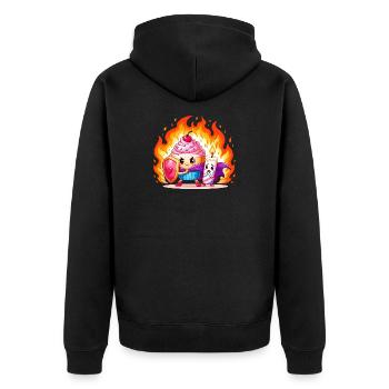 Feuerkuchenhelden Duo - Unisex Premium Bio Zip Hoodie - Schwarz - Hinten - Nico (187cm)
